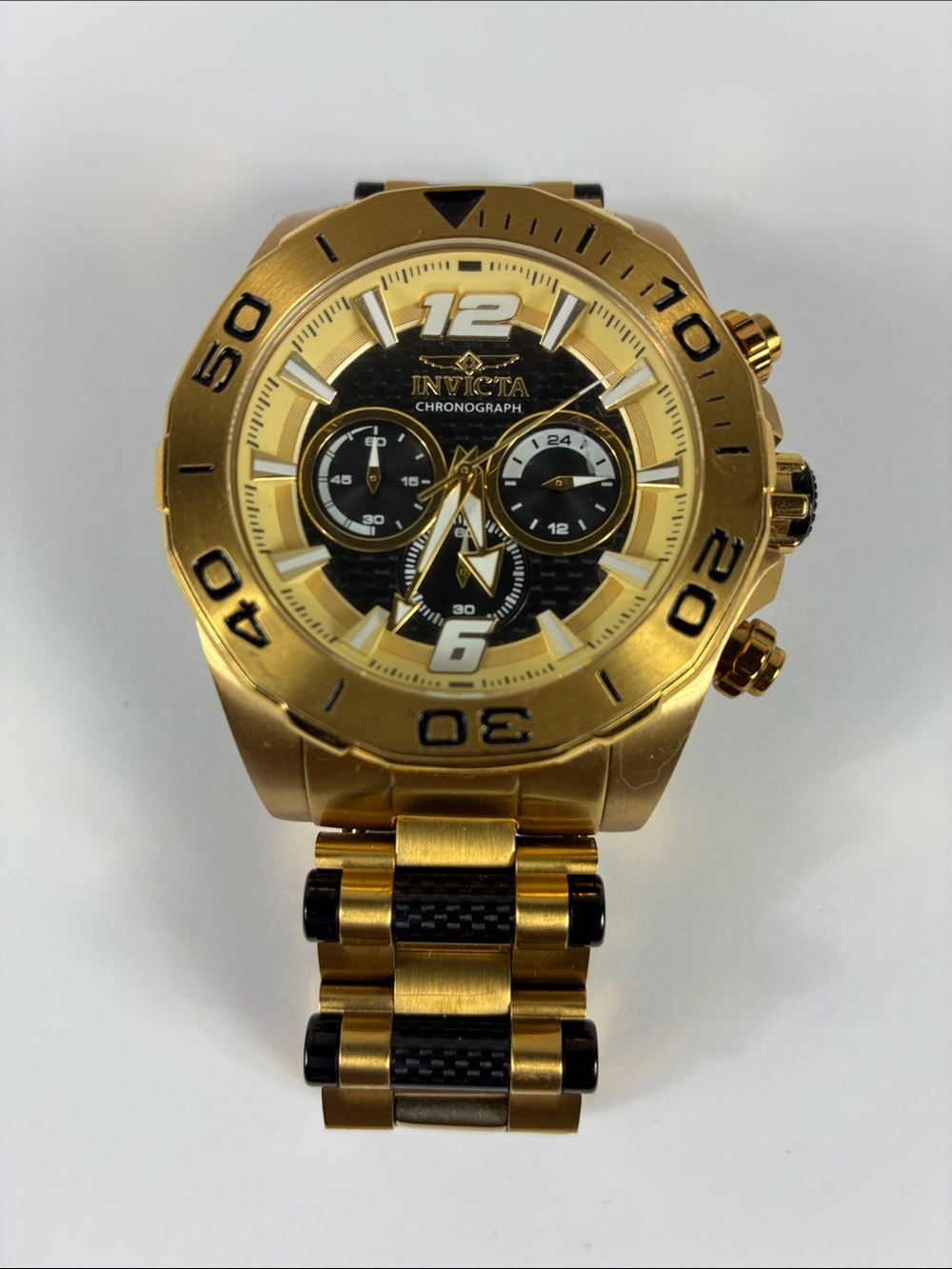 Invicta Gold and Black Chronograph Bracelet Watch